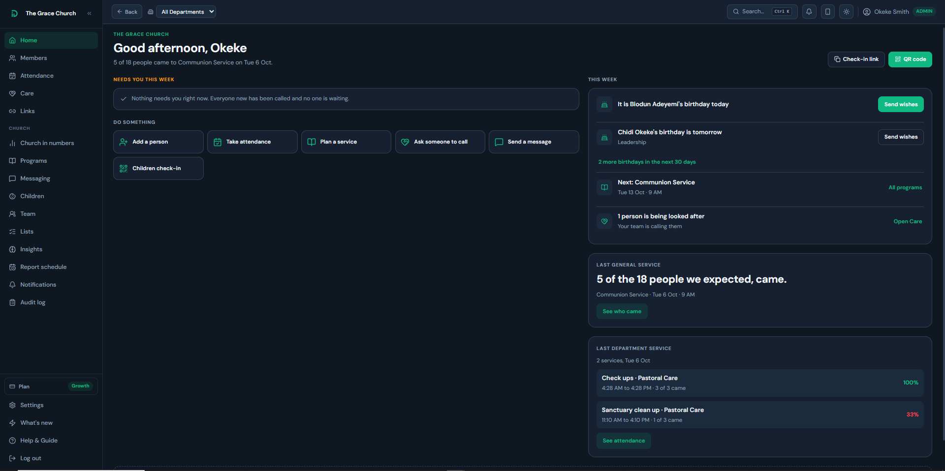 Church Manager Dashboard